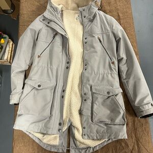 Women's Volcom Gray Sherpa-lined Parka Coat